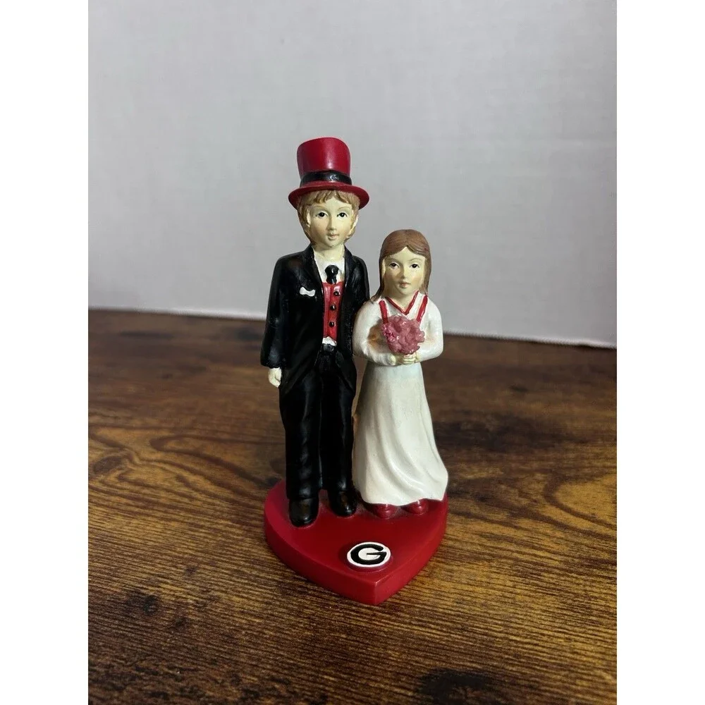 Georgia Bulldogs Bride Groom Wedding Cake Topper Figurine UGA Dawgs G Logo Decor
